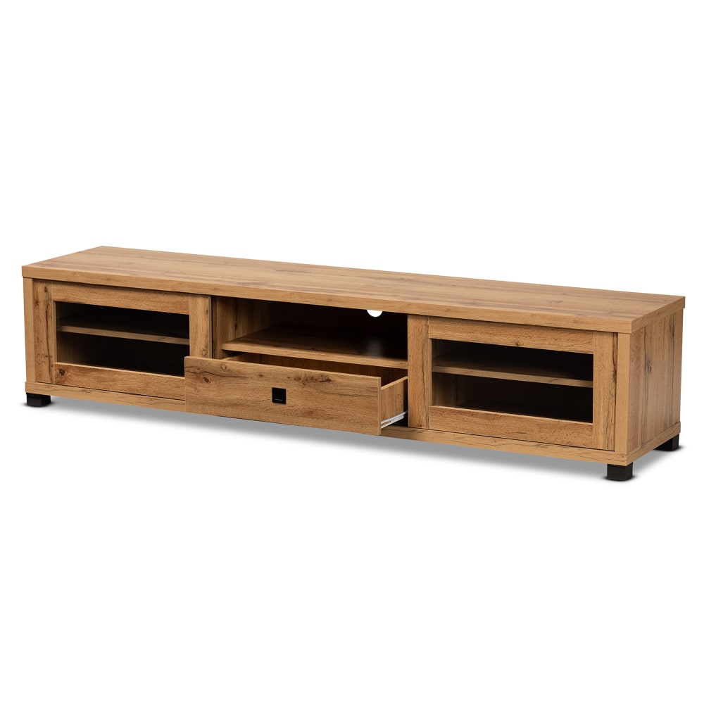 Baxton Studio Beasley 1-Drawer TV Stand For 70.87in TVs, Oak Brown/Black