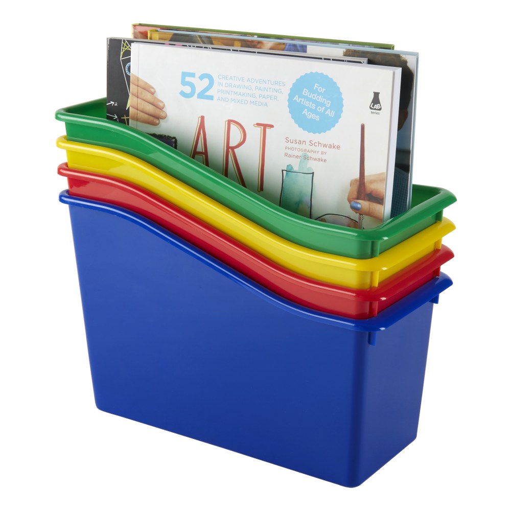 Office Depot Brand Plastic Book Bin, 7-1/2inH x 11-1/2inW x 5-1/2inD, Assorted Colors