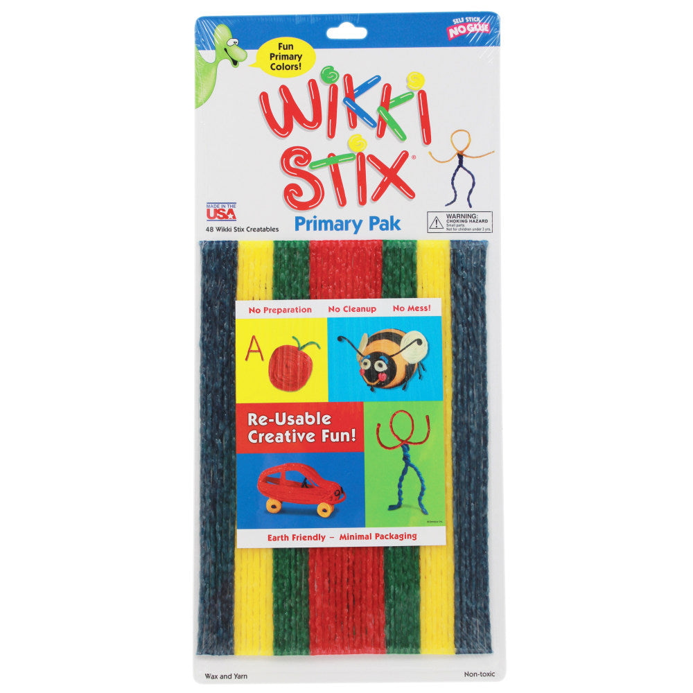 Wikki Stix Original Wikki Stix, Primary Colors, 8in, 48 Wikki Stix Per Pack, Set Of 3 Packs