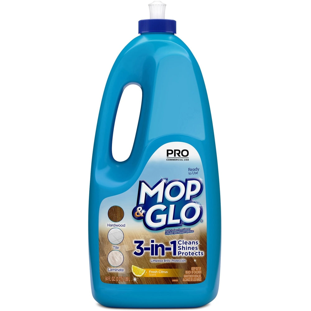 Mop & Glo Multi-Surface Floor Cleaner, Lemon Scent, 64 Oz Bottle, Case Of 6