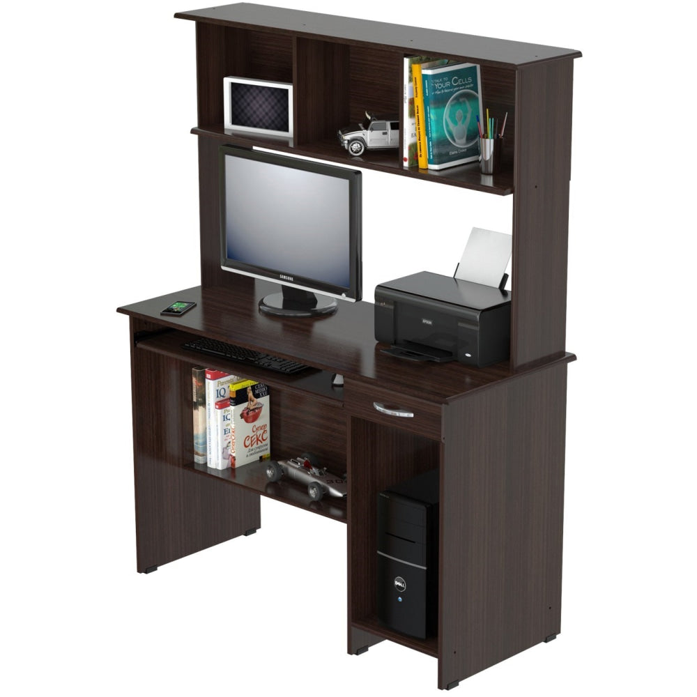 Inval Computer Workcenter With Hutch, Espresso-Wengue