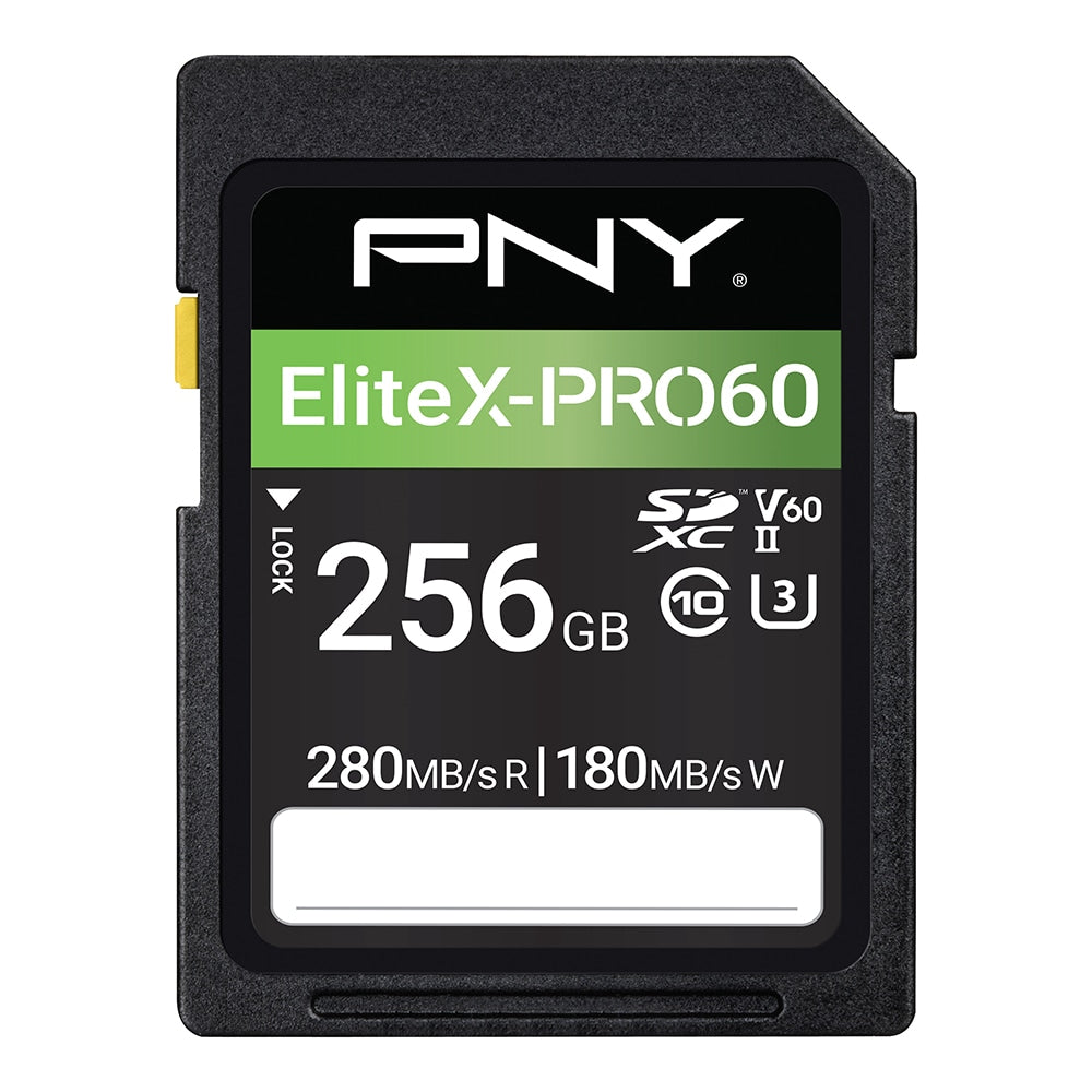 PNY EliteX-PRO60 Class 10 U3 V60 UHS-II SDXC Flash Memory Card, 256GB, P-SD256V60280EXP6-GE