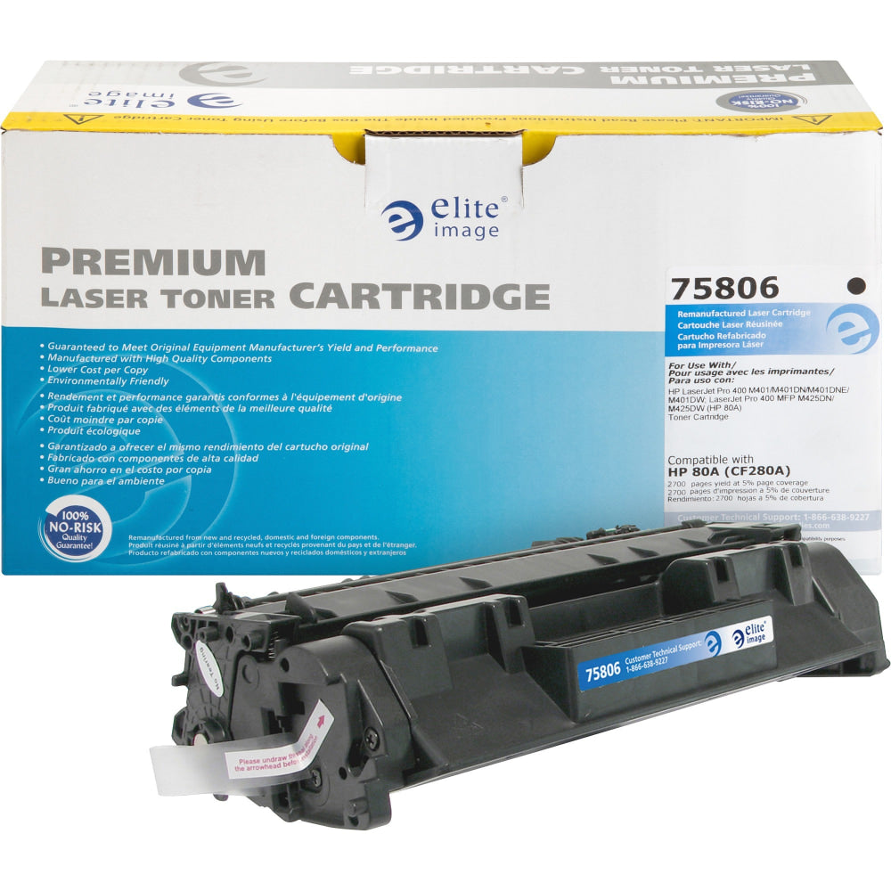 Elite Image Remanufactured Black Toner Cartridge Replacement For HP 80A, CF280A