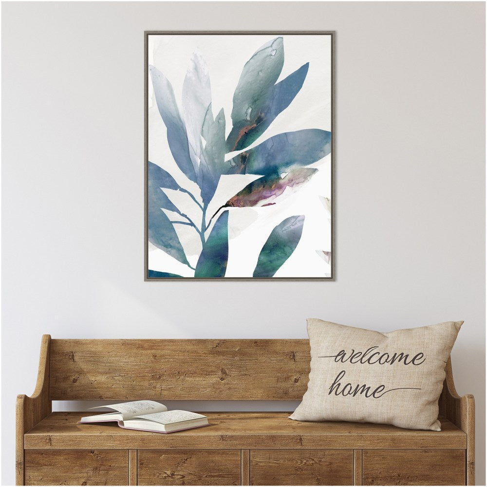 Amanti Art Indigo Sprig I by Isabelle Z Framed Canvas Wall Art Print, 23in x 30in, Graywash