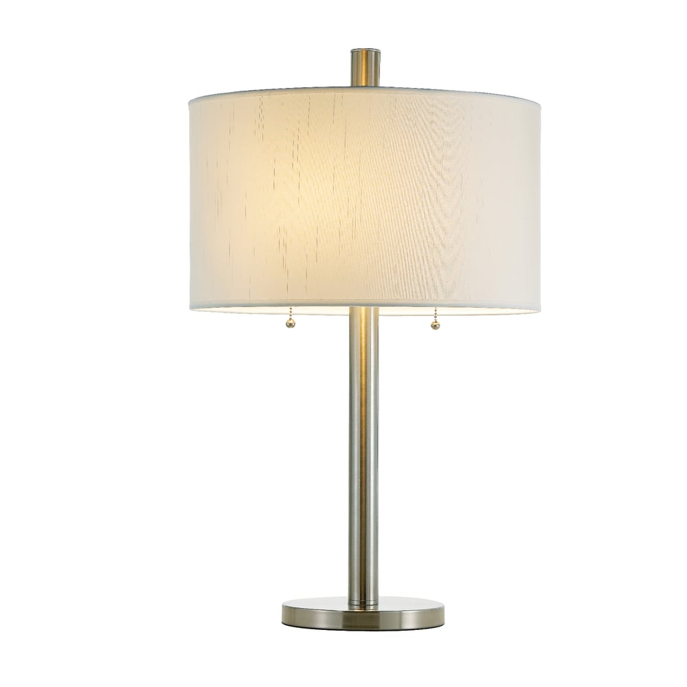 Adesso Boulevard Table Lamp, 28inH, White Shade/Silver Base