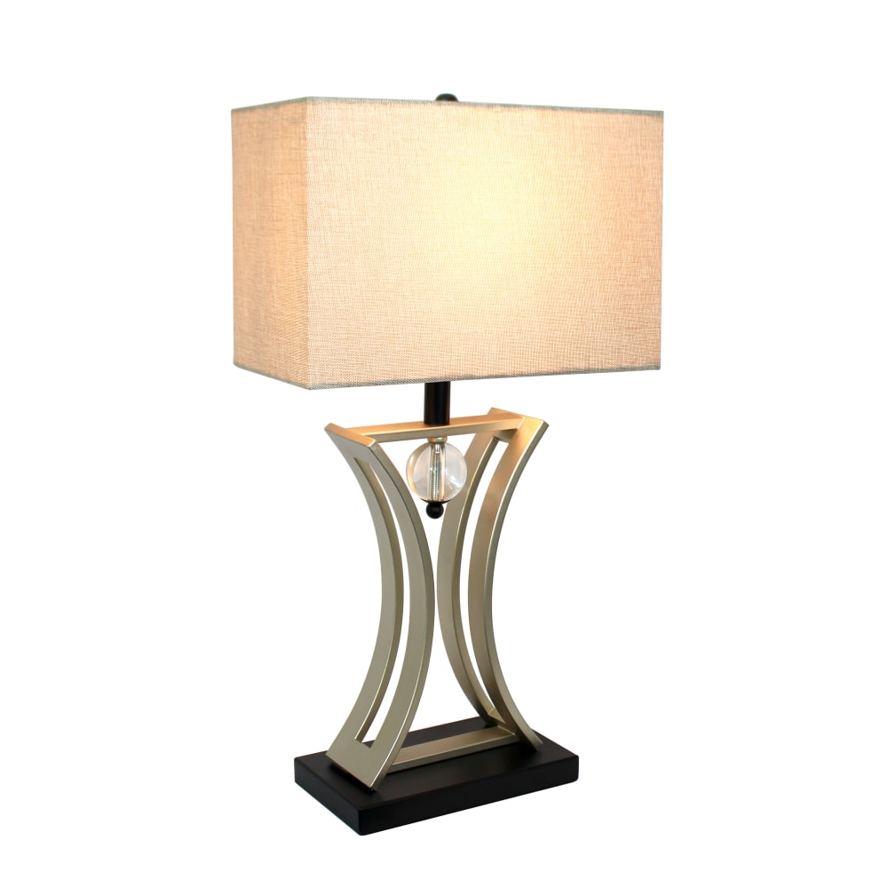 Elegant Designs Executive Business Table Lamp, 28 1/4inH, Beige Shade/Brushed Nickel Base