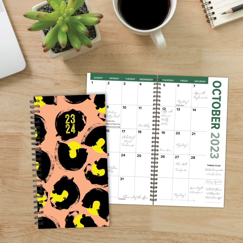 2023-2024 Willow Creek Press Academic Weekly/Monthly Spiral Planner, 4in x 6-1/2in, Peachy Chic, July 2023 To June 2024