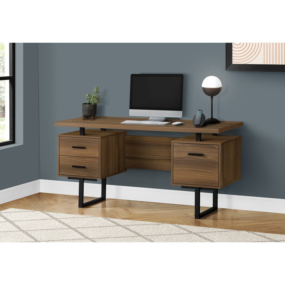 Monarch Specialties Violet 60inW Computer Desk, Walnut