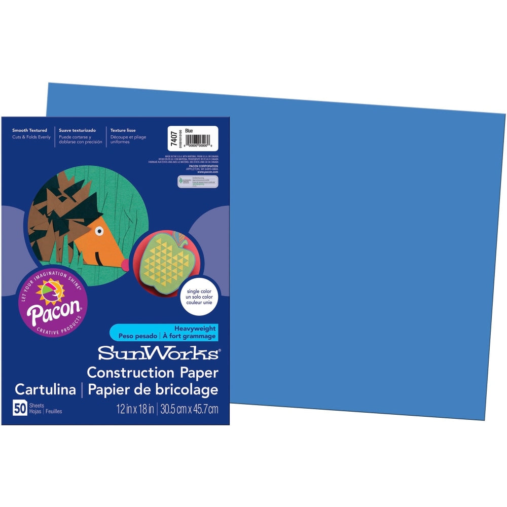 Prang Construction Paper, 12in x 18in, Blue, Pack Of 50