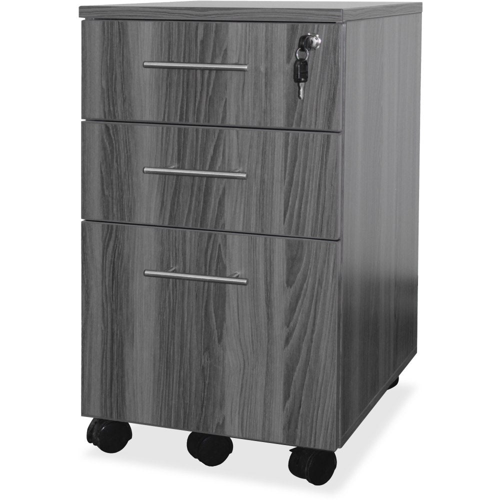 Mayline Medina Box/Box/File Mobile Pedestal - 18in x 15.5in x 26.8in - 3 x Box, File Drawer(s) - Material: Steel - Finish: Gray, Laminate