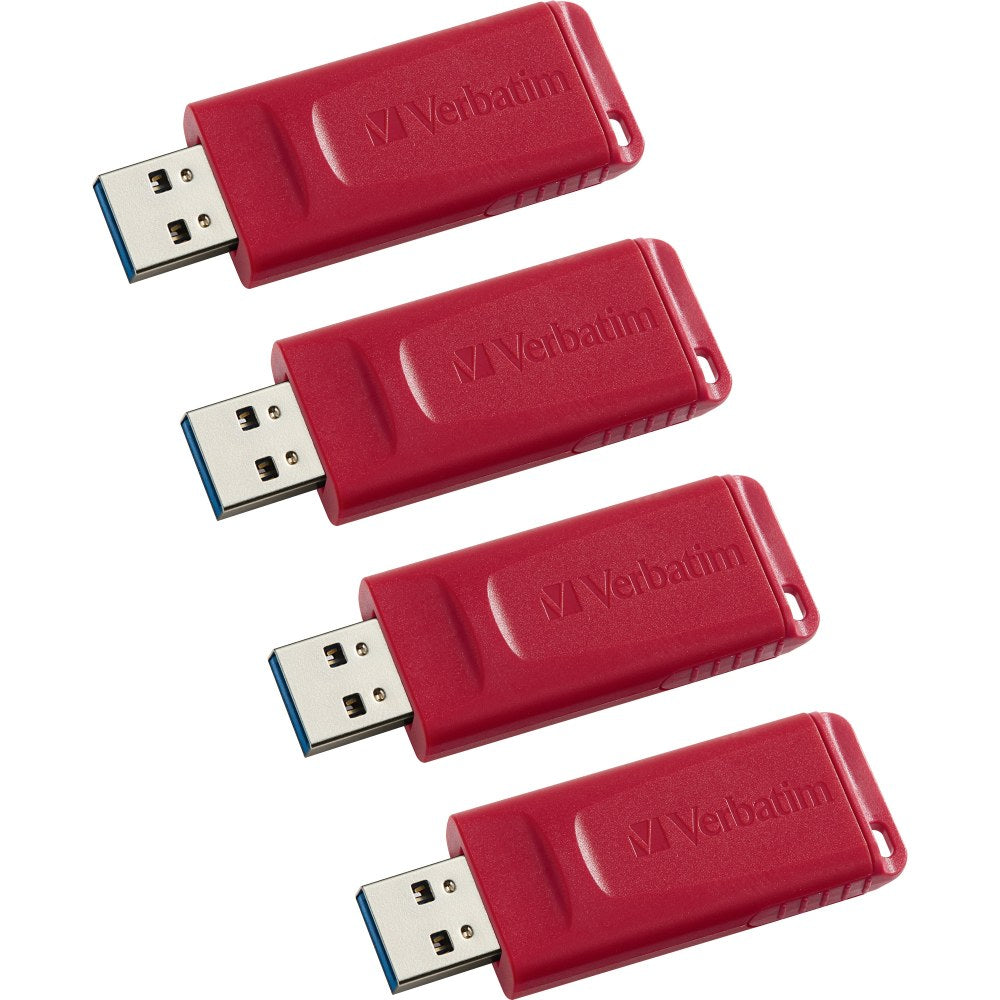 Verbatim Store "n Go USB Flash Drives - 16 GB - USB 2.0 - Red - Lifetime Warranty - 4 / Carton