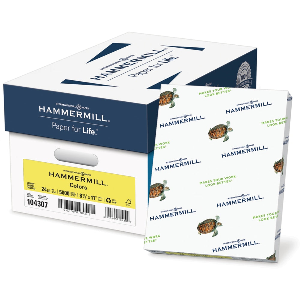 Hammermill Colors Color Multi-Use Printer & Copy Paper, Canary, Letter (8.5in x 11in), 500 Sheets Per Ream, 24 Lb, 96 Brightness, 30% Recycled