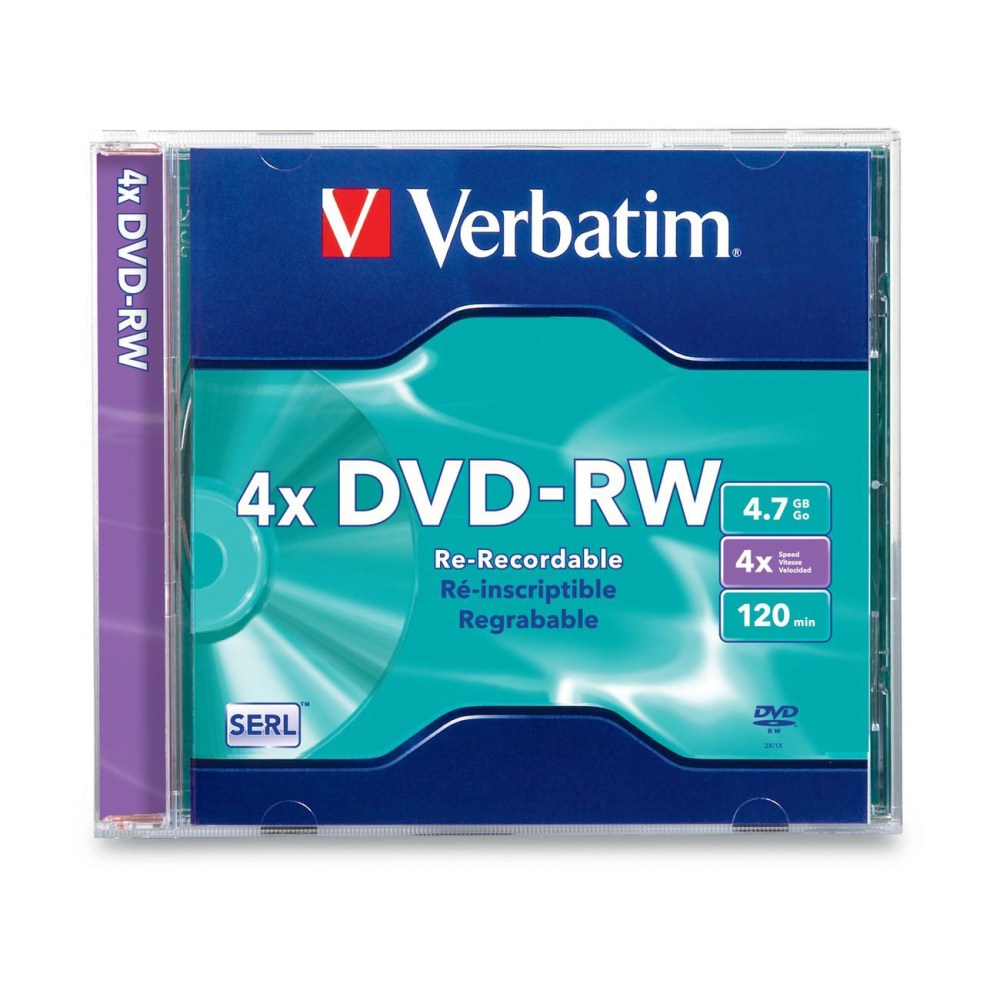 Verbatim DVD-RW 4.7GB 4X with Branded Surface - 1pk Slim Case - 4.7GB - 1 Pack