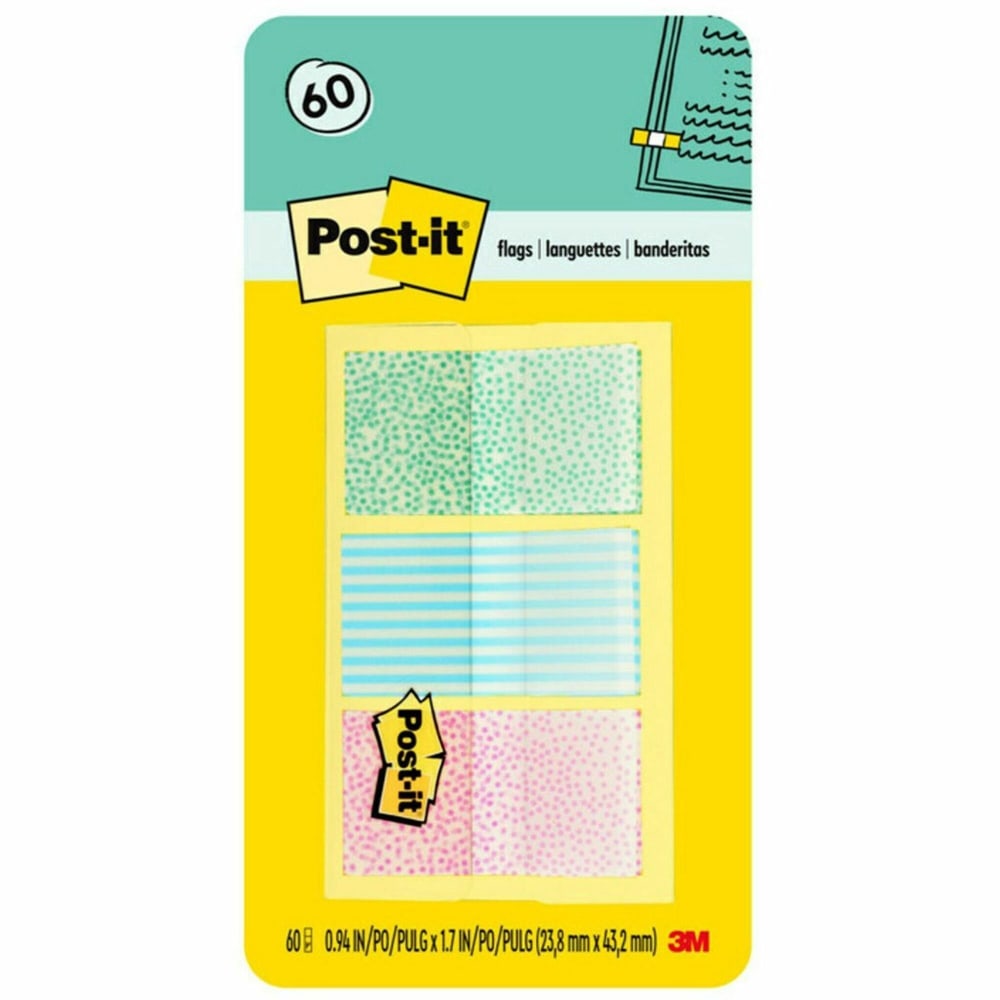 Post-it Pastel Color Flags - 60 x Assorted Pastel - 30 Sheets per Pad - Assorted Pastel - Self-adhesive, Sticky, Removable, Writable - 60 / Pack