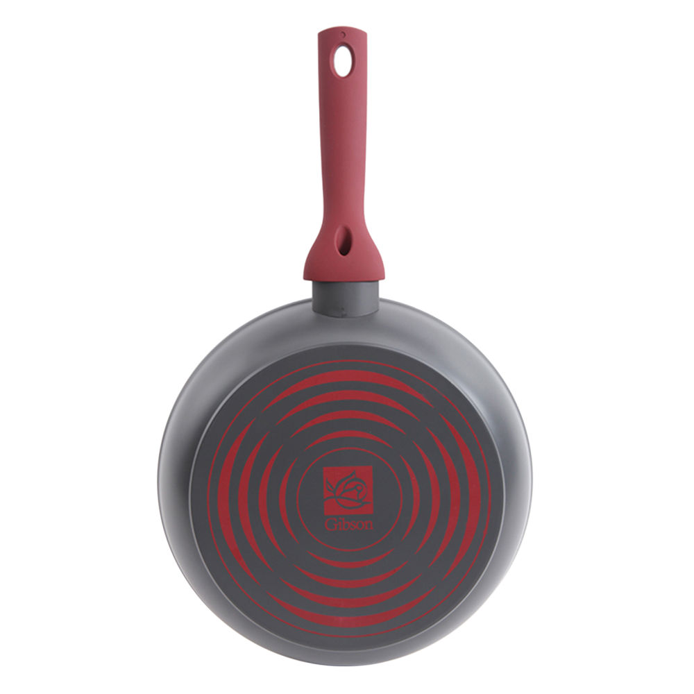 Gibson Home Marengo Aluminum Frying Pan, 12in, Red/Gray