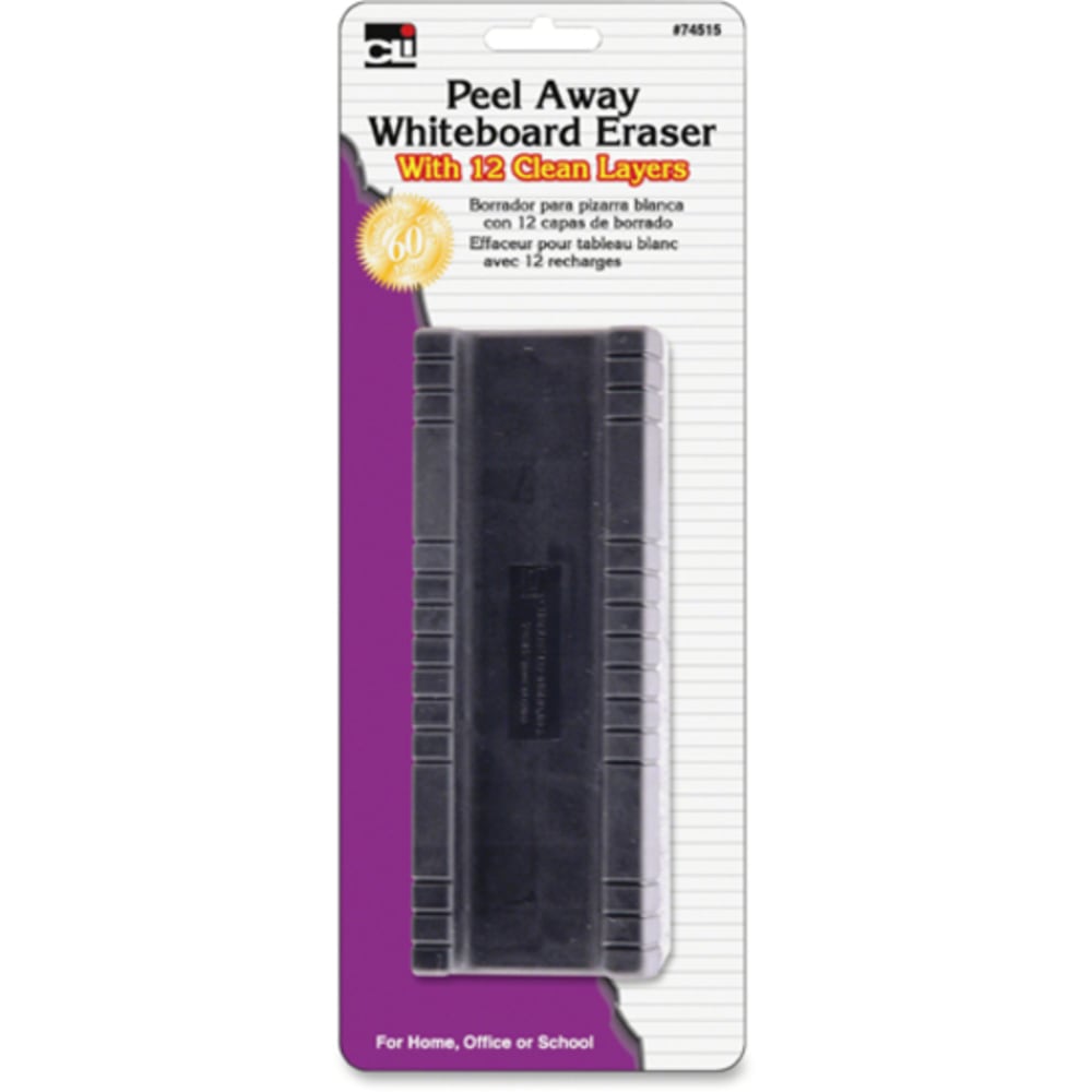 CLI Peel-away Felt Whiteboard Eraser, 5in, Black/White