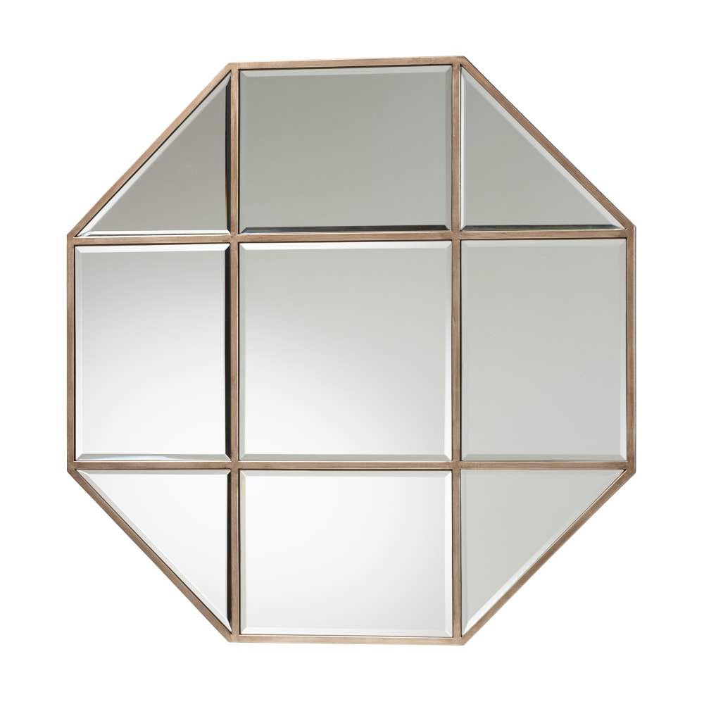 Baxton Studio Modern And Contemporary Geometric Accent Wall Mirror, 36in x 36in, Antique Bronze/Gold