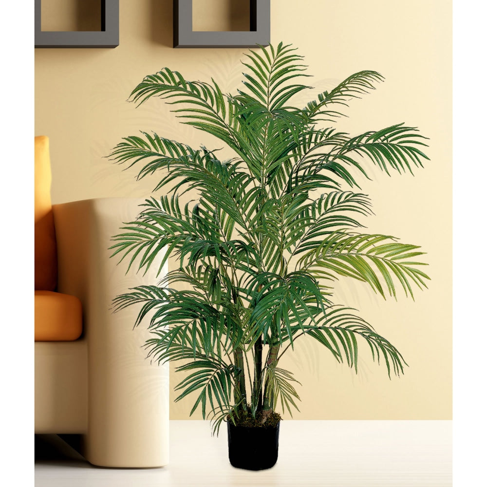 Nearly Natural 4ftH Silk Areca Palm Tree With Pot, Green