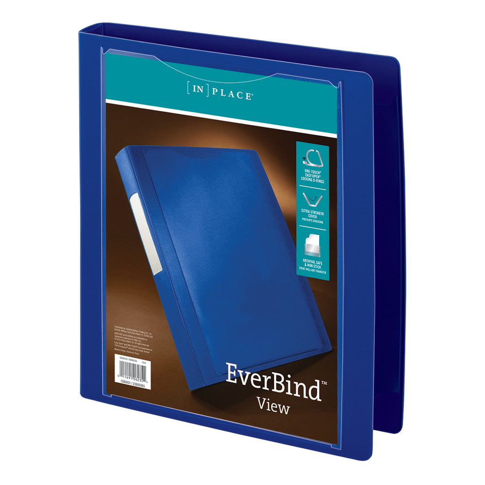 Office Depot Brand EverBind View 3-Ring Binder, 1in D-Rings, Blue