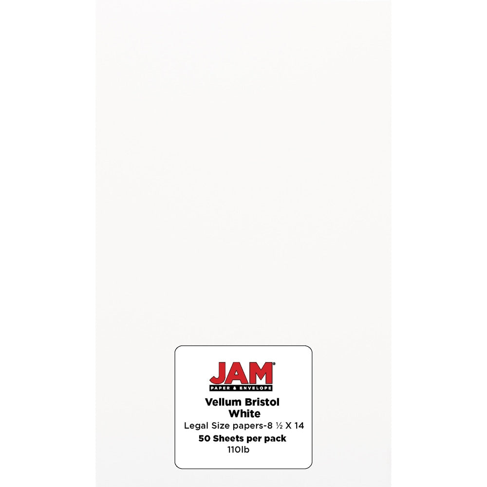 JAM Paper Vellum Bristol Card Stock, White, Legal (8.5in x 14in), 110 Lb, Pack Of 50