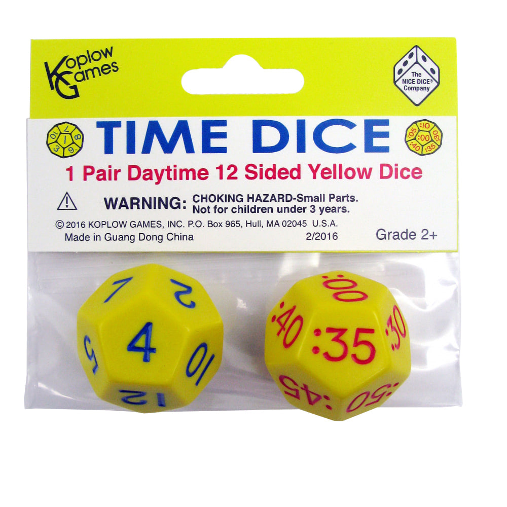 Koplow Games 2-Piece Time Dice Set, Yellow (AM), Pack Of 6 Sets