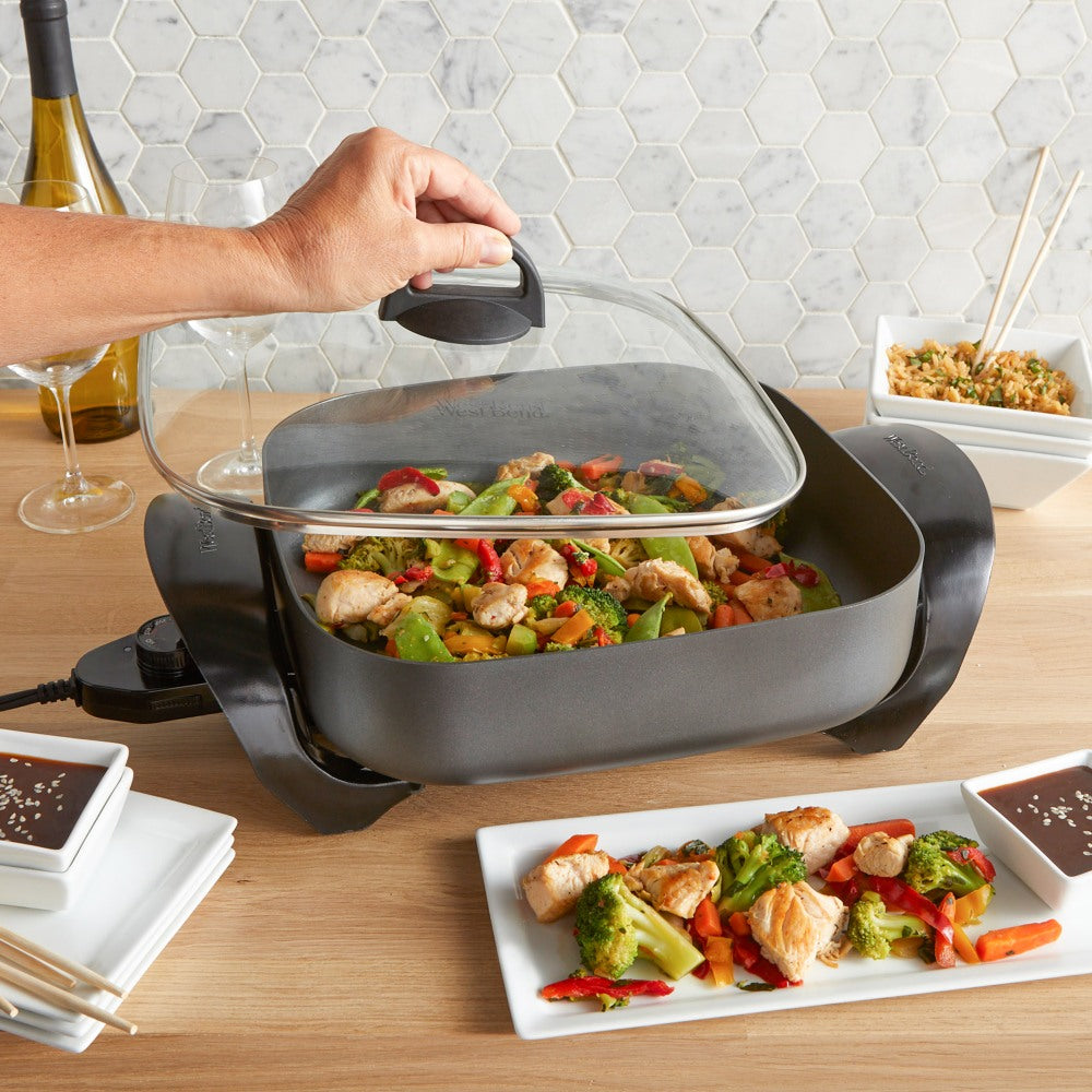 West Bend 12in Non-Stick Electric Skillet, Gray