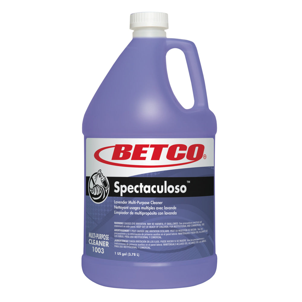 Betco Spectaculoso Lavender Multipurpose Cleaner, Floral Scent, 128 Oz Bottle, Purple, Case Of 4