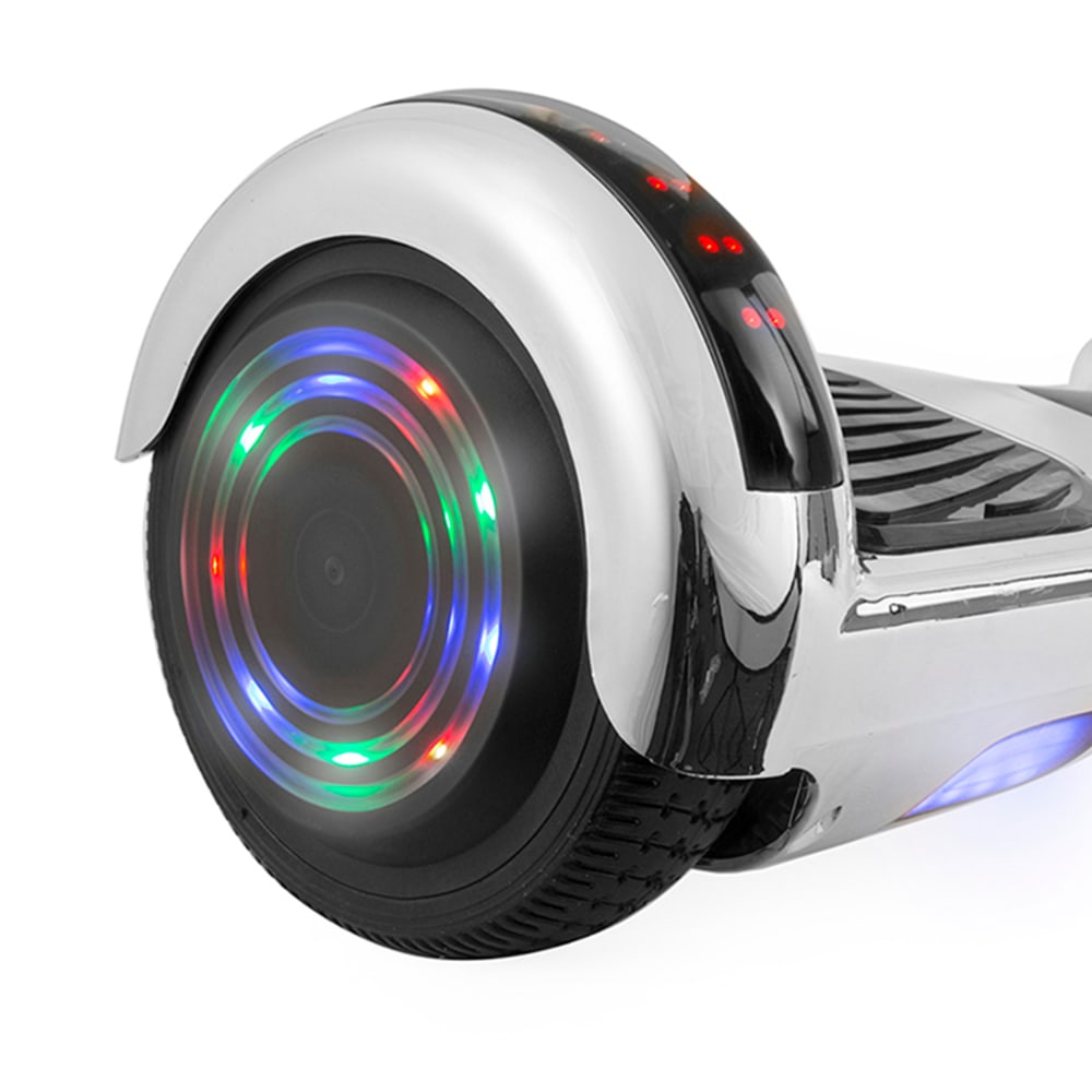 AOB Hoverboard With Bluetooth Speakers, 7inH x 27inW x 7-5/16inD, Silver/Chrome