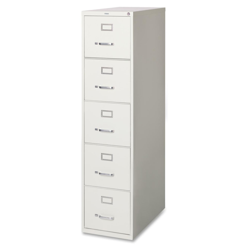 WorkPro 26-1/2inD Vertical 5-Drawer File Cabinet, Light Gray