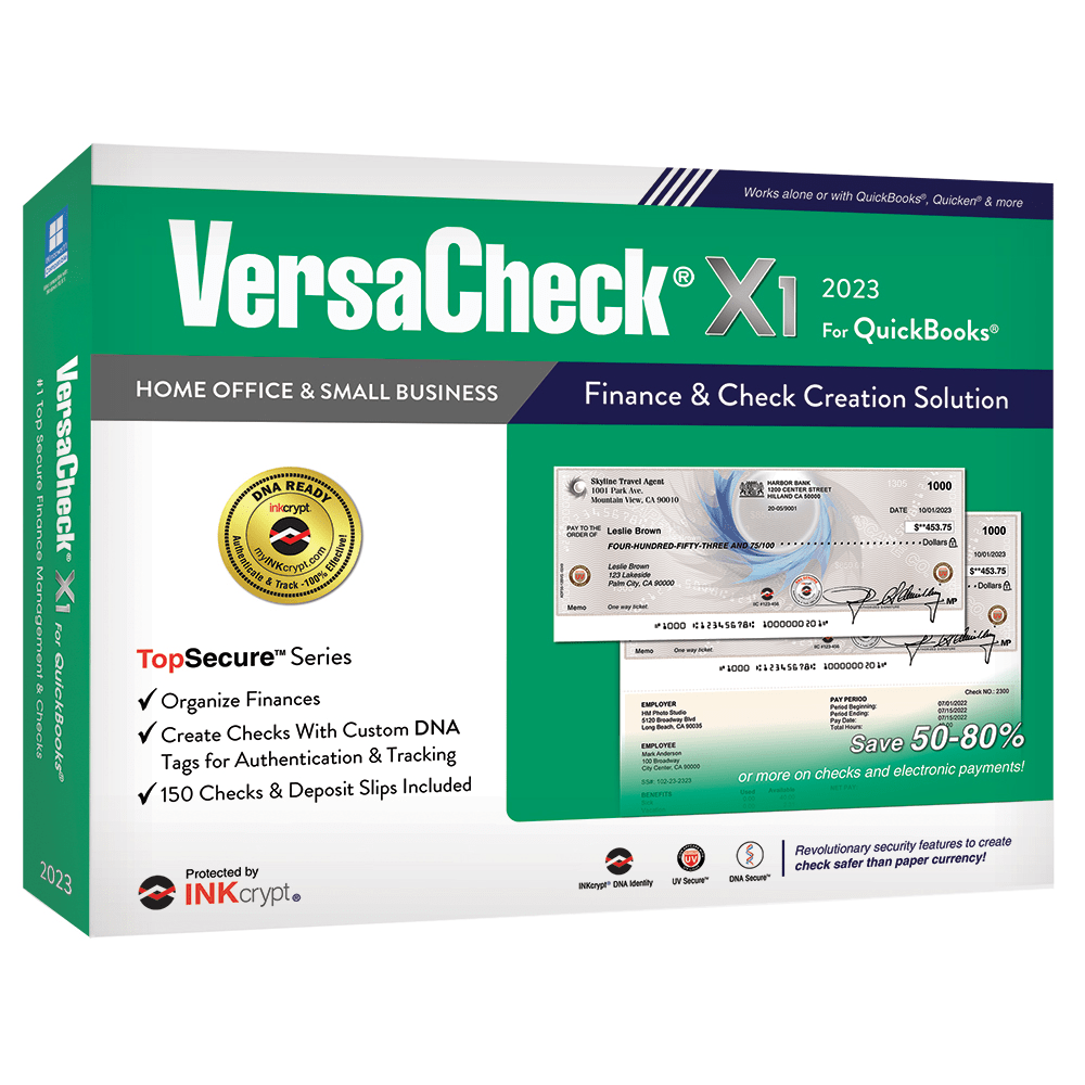 VersaCheck X1 INKcrypt For QuickBooks Software, 2023, Windows 8.1/10/11, Disc/Product Key