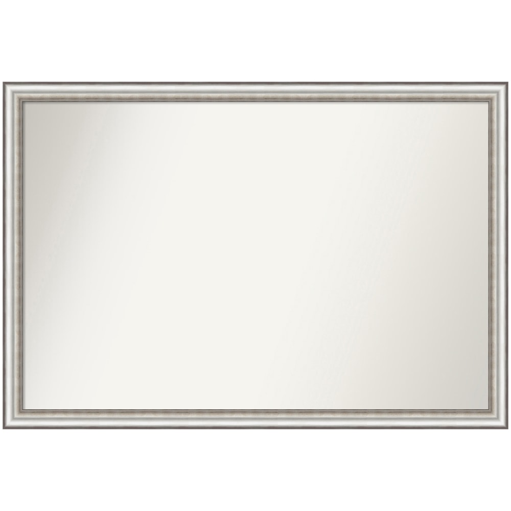 Amanti Art Narrow Non-Beveled Rectangle Framed Bathroom Wall Mirror, 26-1/2in x 38-1/2in, Salon Silver