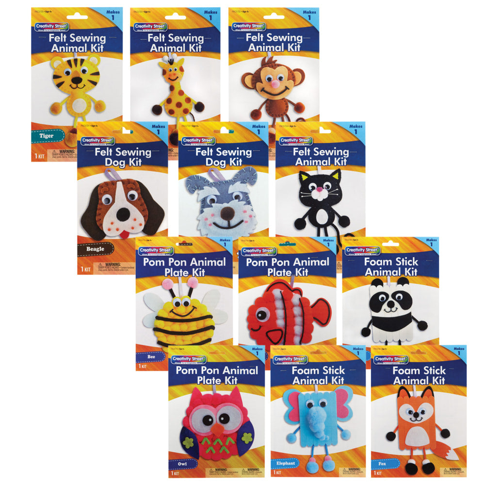 Creativity Street Felt Animal Craft Kits, Pack Of 12 Kits