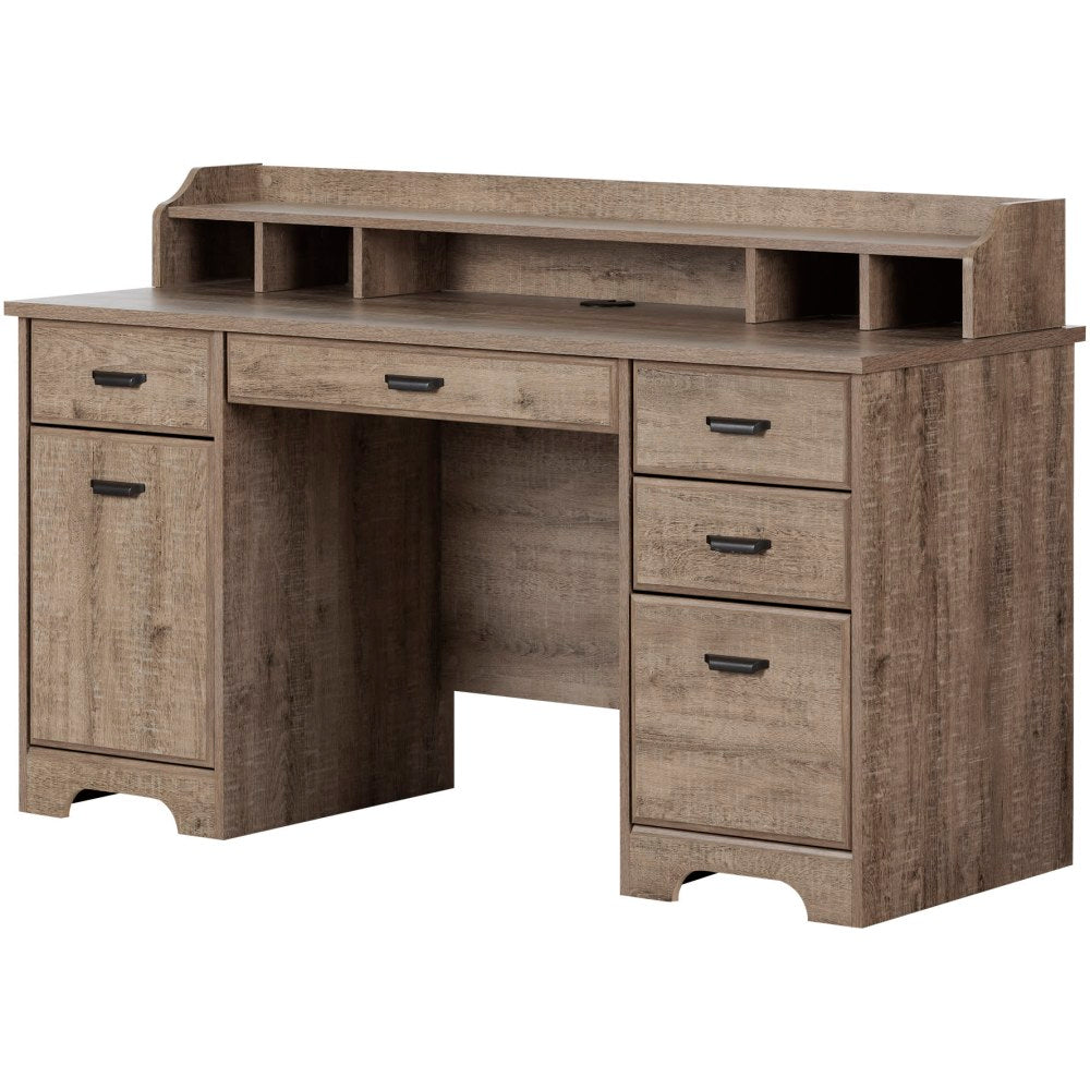 South Shore Versa 60inW Computer Office Desk, Weathered Oak