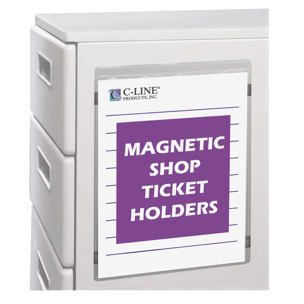 C-Line Magnetic Vinyl Shop Ticket Holders, 8 1/2in x 11in, Clear, Pack Of 15