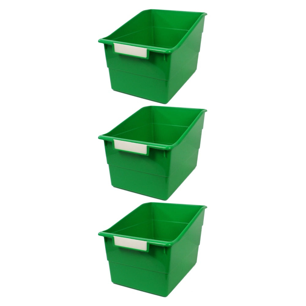 Romanoff Products Tattle Wide Shelf File Boxes, 11in x 8in x 7-1/2in, Green, Pack Of 3 Boxes