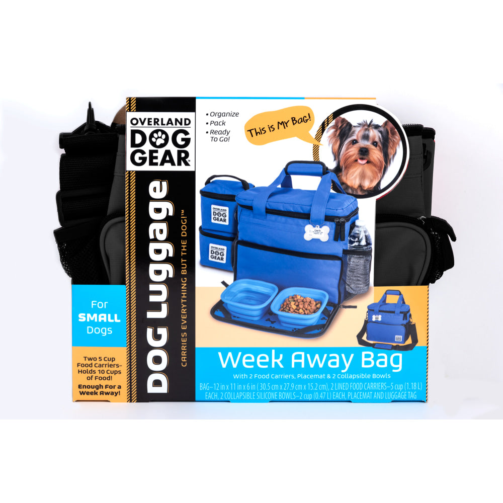 Overland Dog Gear Week Away Bag For Small Dogs, 11inH x 6inW x 12inD, Black