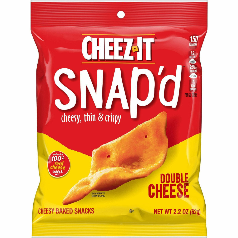 Cheez-It Snap-d Double Cheese Crackers - Cheese - 2.20 oz - 6 / Carton