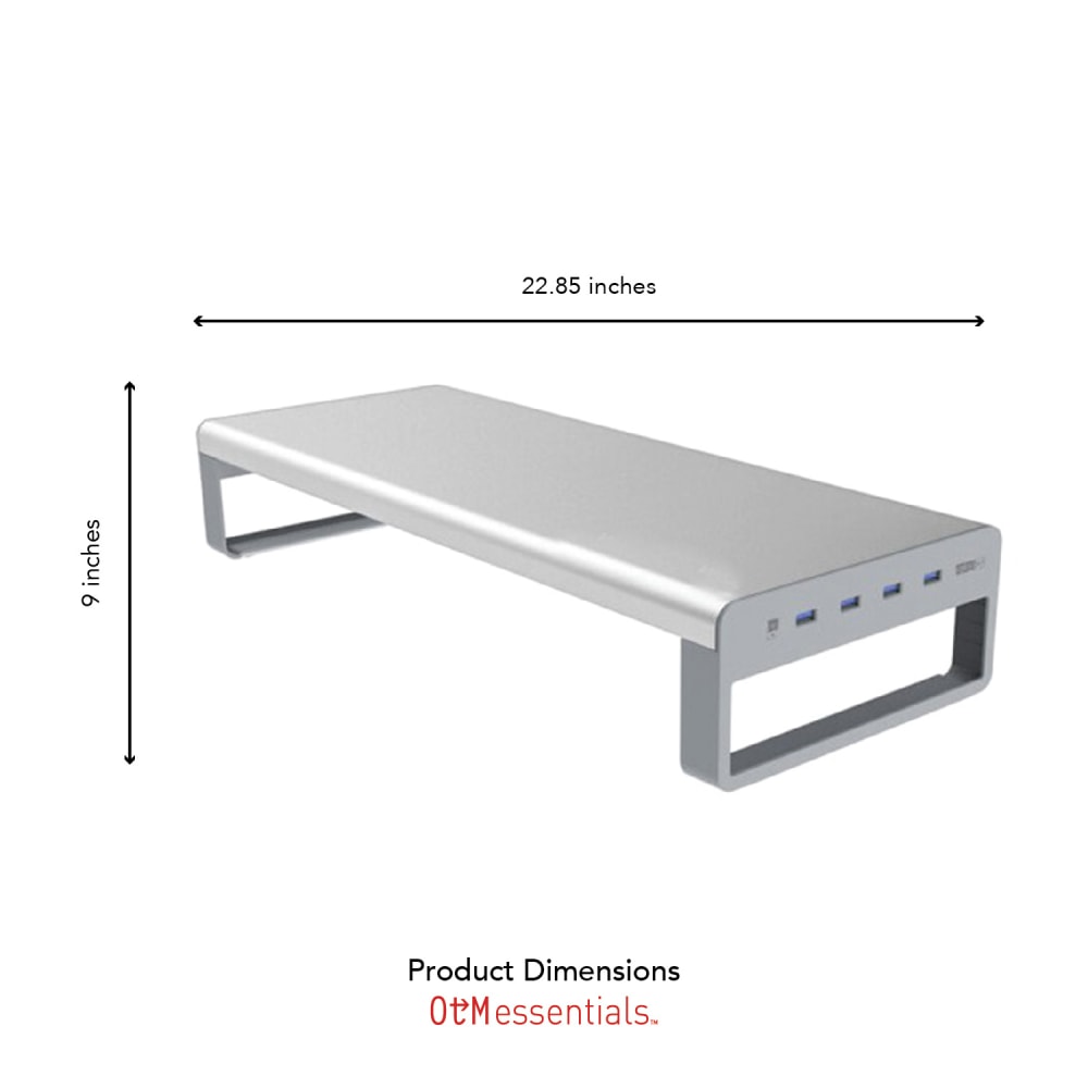 OTM Essentials Desktop Riser, 3inH x 21-7/16inW x 7-7/8inD, Silver