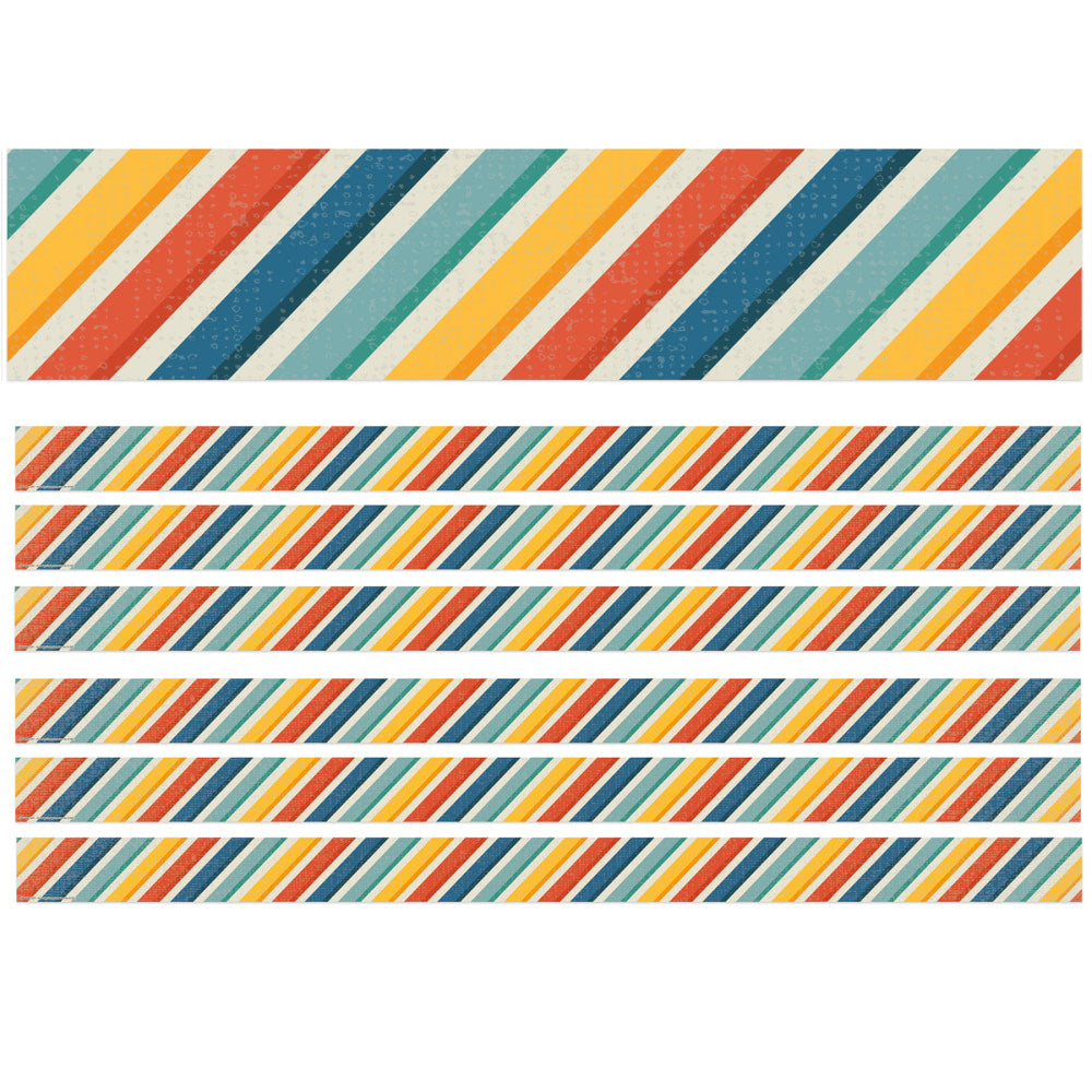 Eureka School Deco Trim, Adventurer Stripes, 37' Per Pack, Set Of 6 Packs