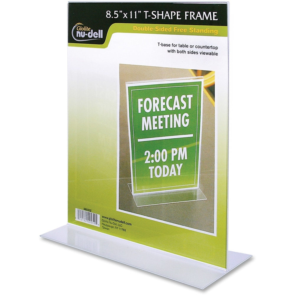 NuDell Acrylic Standing Sign Holder, 8 1/2in x 11in, Clear