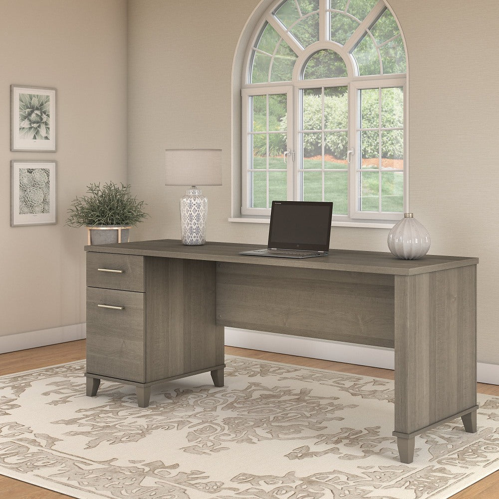 Bush Furniture Somerset Office 72inW Computer Desk With Drawers, Ash Gray, Standard Delivery