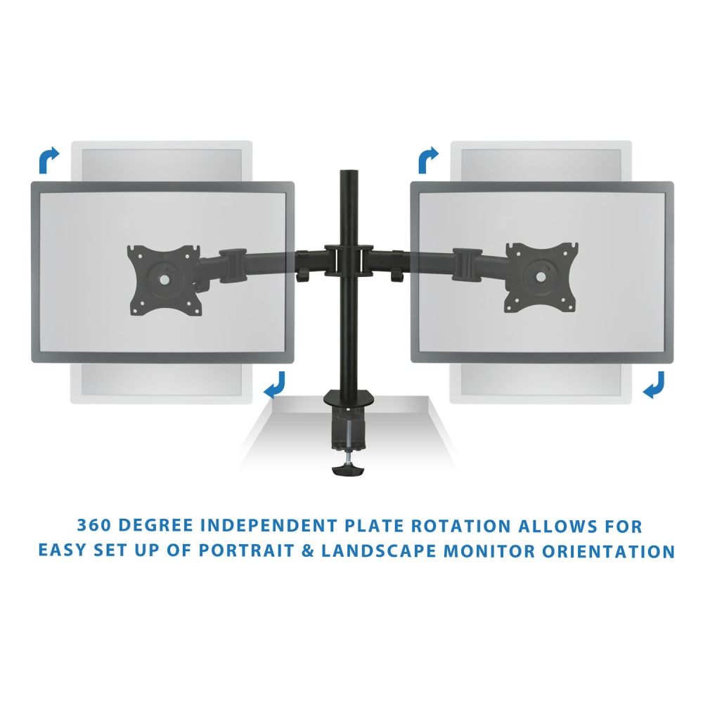 Mount-It! MI-1752 Dual Monitor Desk Mount For 13 - 27in Monitors, 17-1/4inH x 34inW x 5-1/2inD, Black