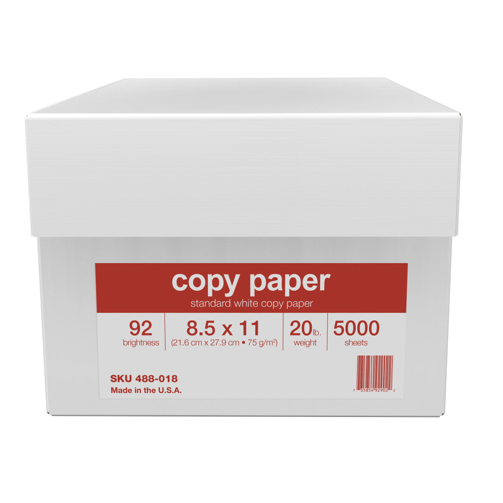 Office Depot Brand Copy Paper, Letter Size (8 1/2in x 11in), 20 Lb, White, 500 Sheets Per Ream, Case Of 10 Reams, Case Of 10 Reams