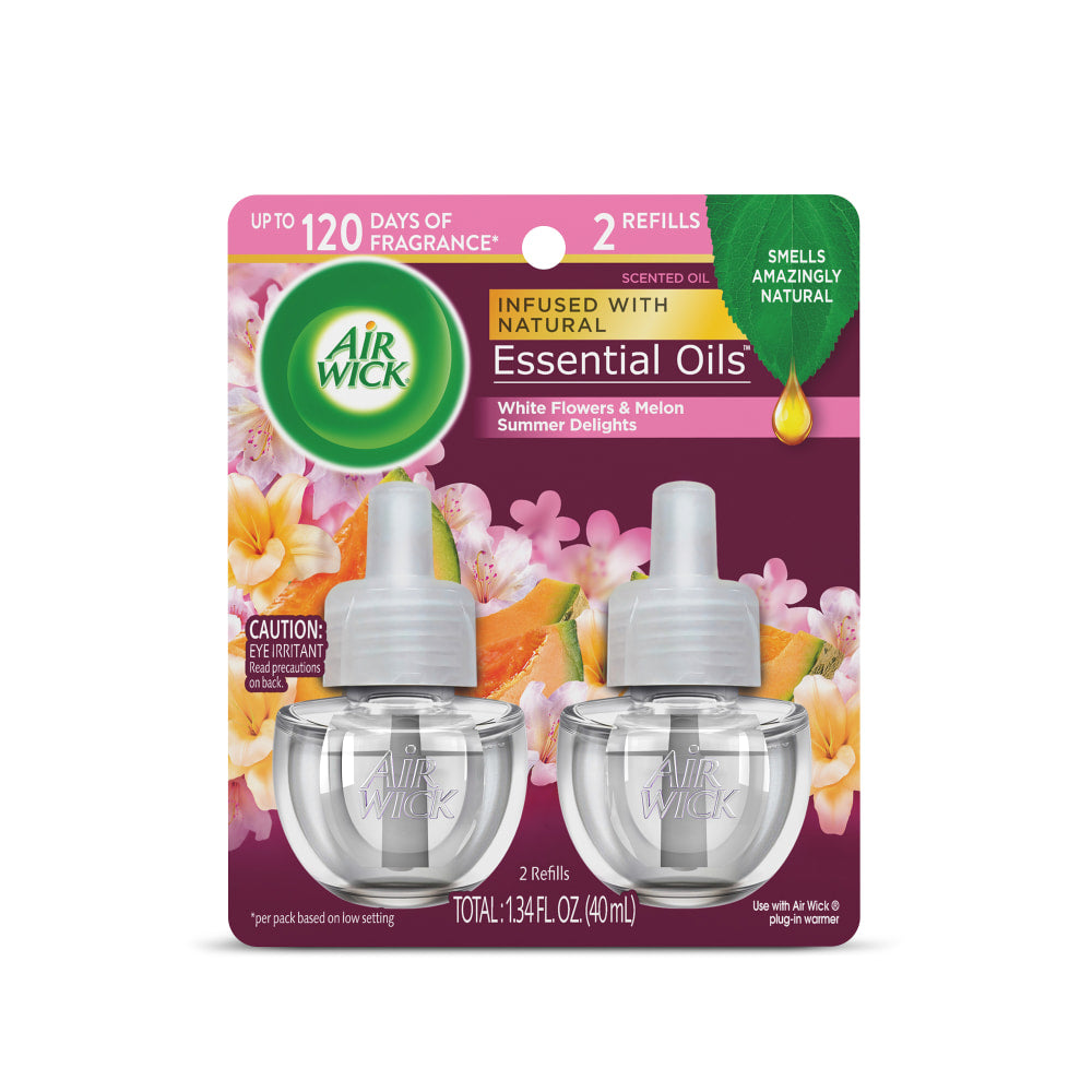 Air Wick Scented Oil Warmer Refills, 0.67 Oz, Summer Delights, 2 Refills Per Pack, Carton Of 6 Packs