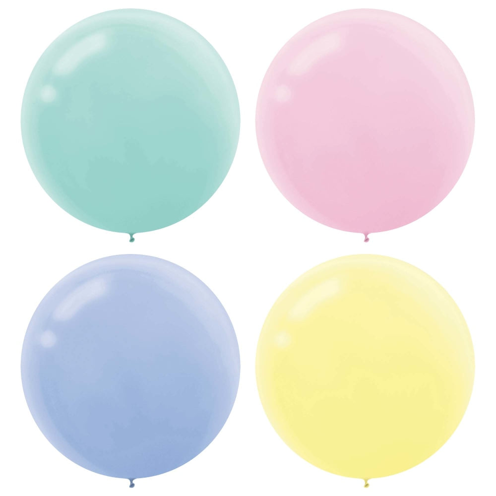 Amscan Latex Balloons, 24in, Assorted Pastel Colors, 4 Balloons Per Pack, Set Of 3 Packs