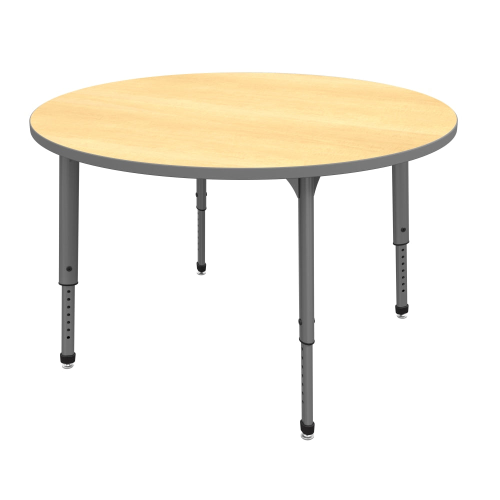 Marco Group Apex Series Round Adjustable Tables, 30inH x 48inW x 48inD, Maple/Gray