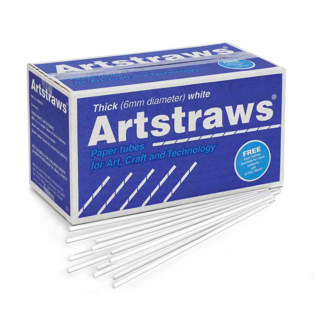 Pacon Artstraws Paper Tubes, 6 mm, White, Set Of 900 Tubes