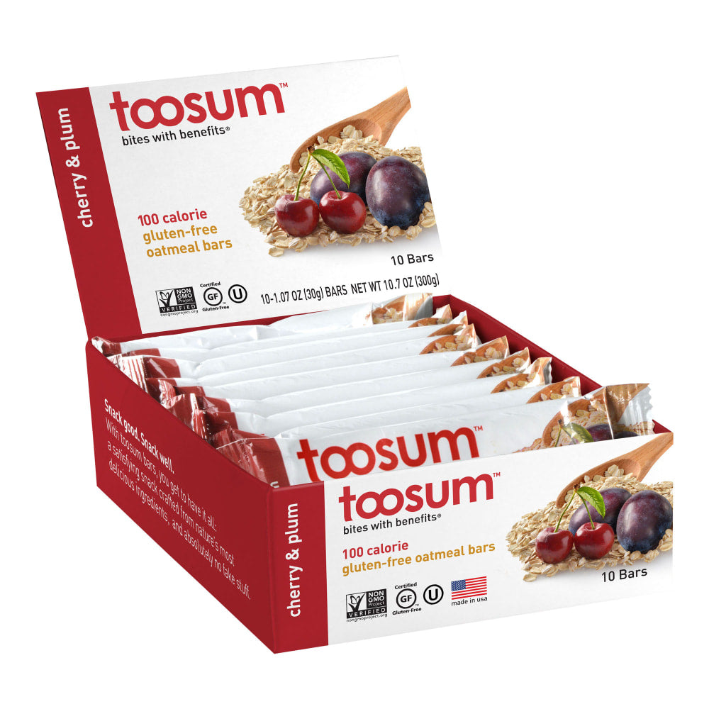 Toosum Healthy Foods Oatmeal Bars, Cherry and Plum, 1.07 Oz, Pack Of 20 Bars