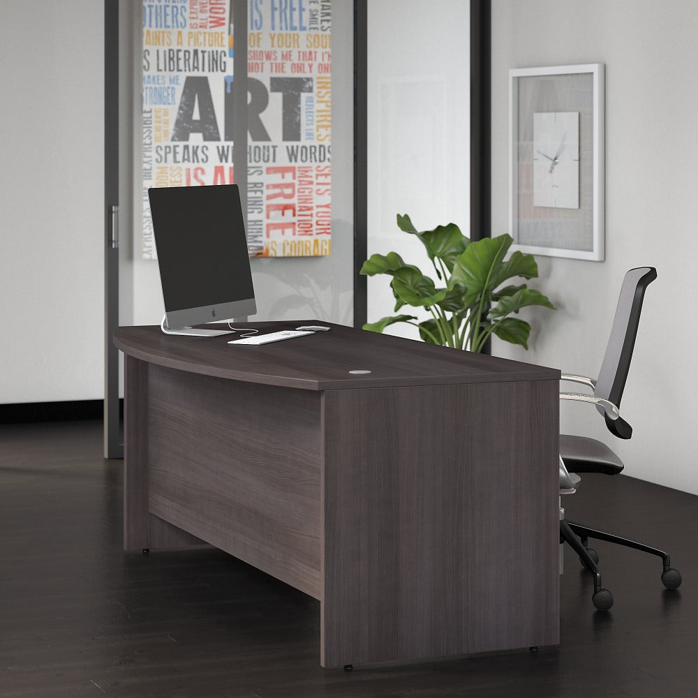 Bush Business Furniture Studio C 72inW Bow-Front Computer Desk, Storm Gray, Standard Delivery