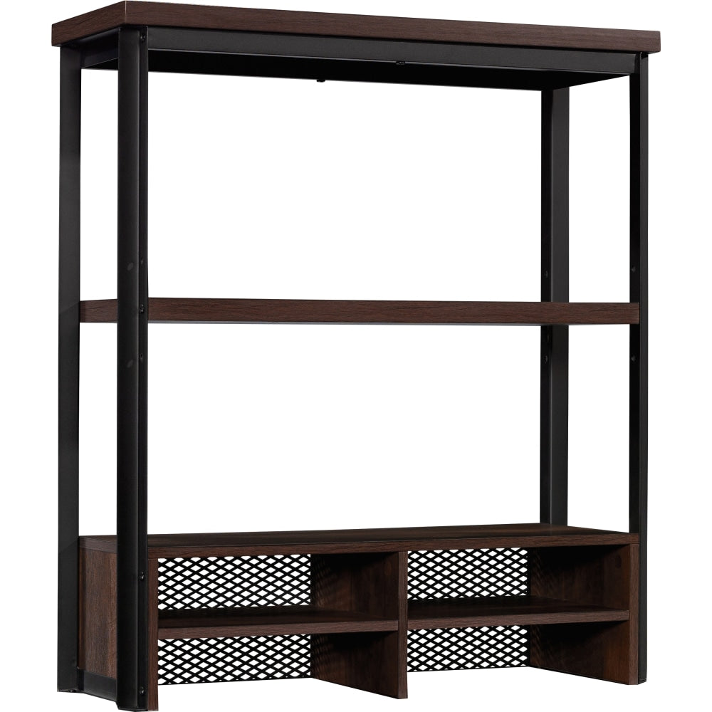 Sauder Briarbrook Commercial Hutch, 36-7/9inH x 32-2/7inW x 11-1/2inD, Barrel Oak/Black